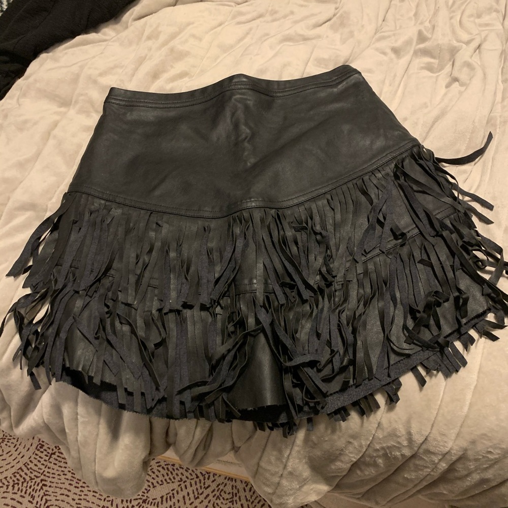 Abercrombie fringe leather skirt